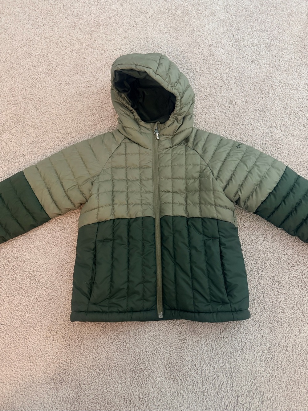 Columbia Kids Two-Tone Green Hooded Puffer Jacket